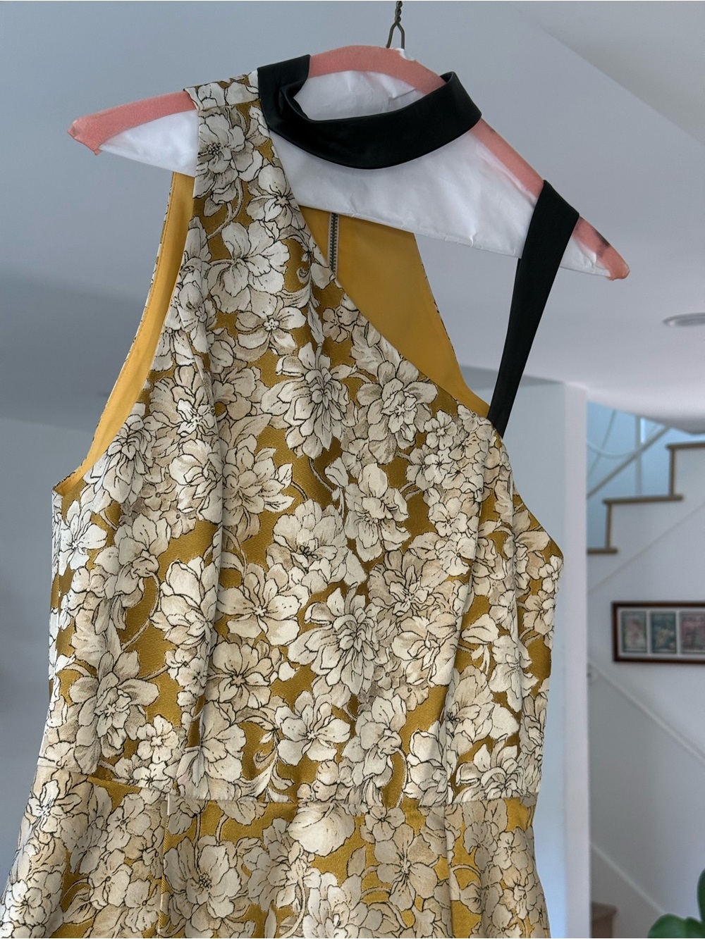 Alice + Olivia Floral Halter Midi Dress in Gold - Picture 6 of 9